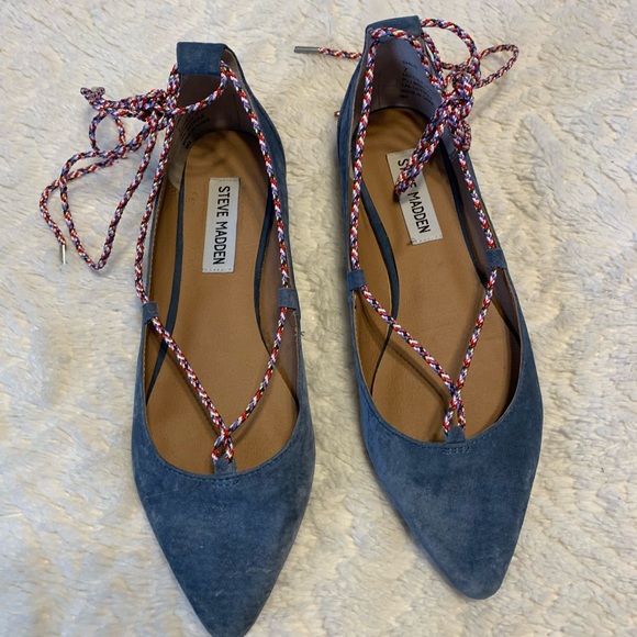 Steve Madden Shoes - Steve Madden Emilie Suede Laced ankle tie flats